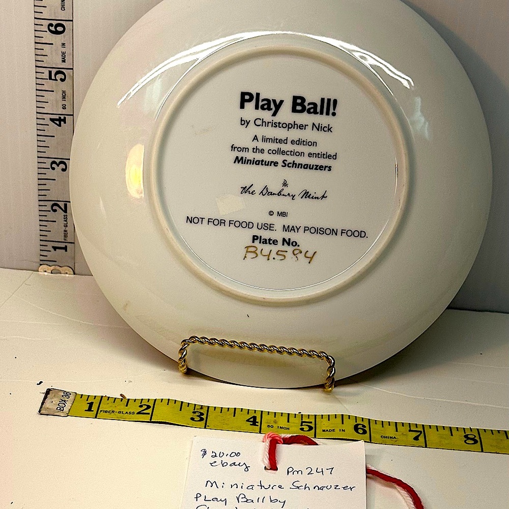 Miniature Schnauzer “Play Ball” by Christopher Nick Plate #4584 - Picture 2 of 2